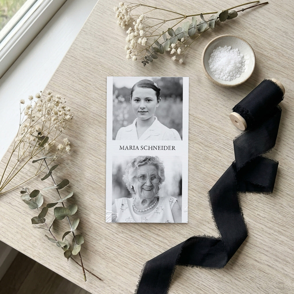 Trauereinladung "Eternity" - Set mit Schleife